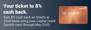 Capital One Savor Card 8% Cashback At Vivid Seats