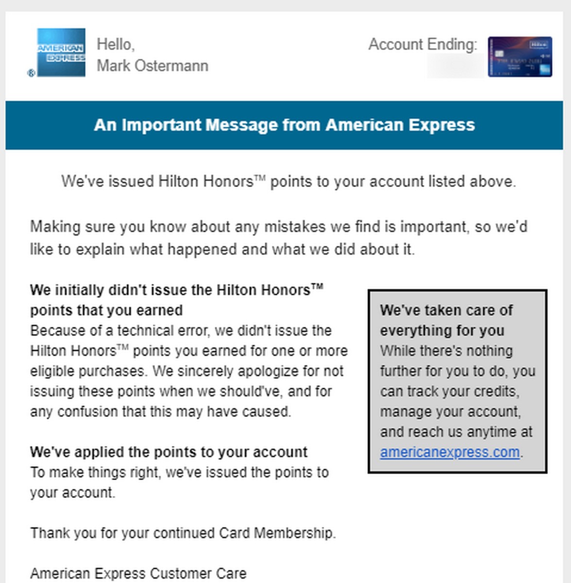 American Express Made My Morning