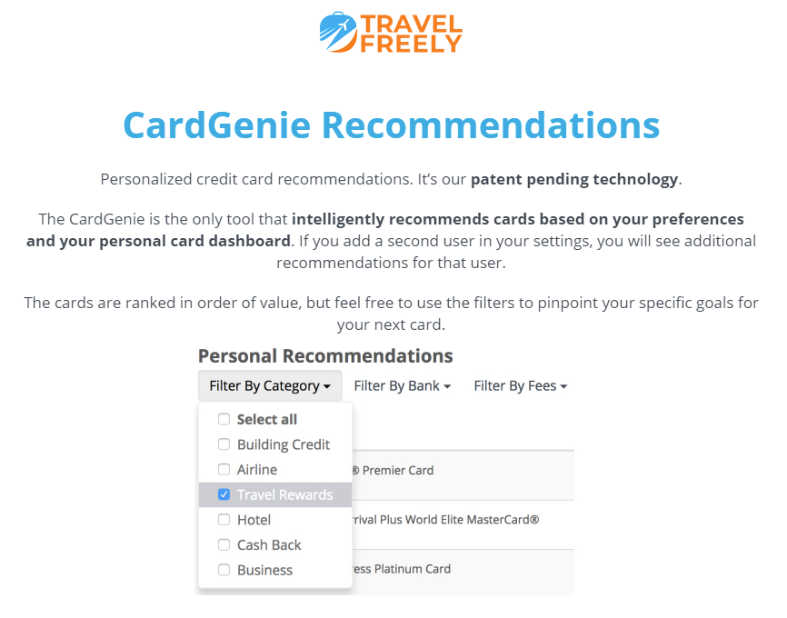 Credit Card Organization with Travel Freely