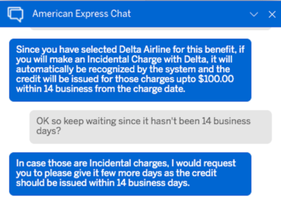 American Express Airline Incidental Credits
