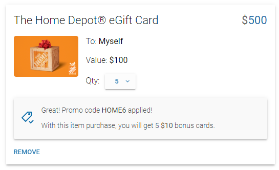 Home Depot Gift Card Sale