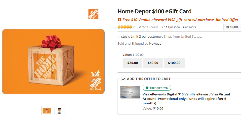 home depot gift cards