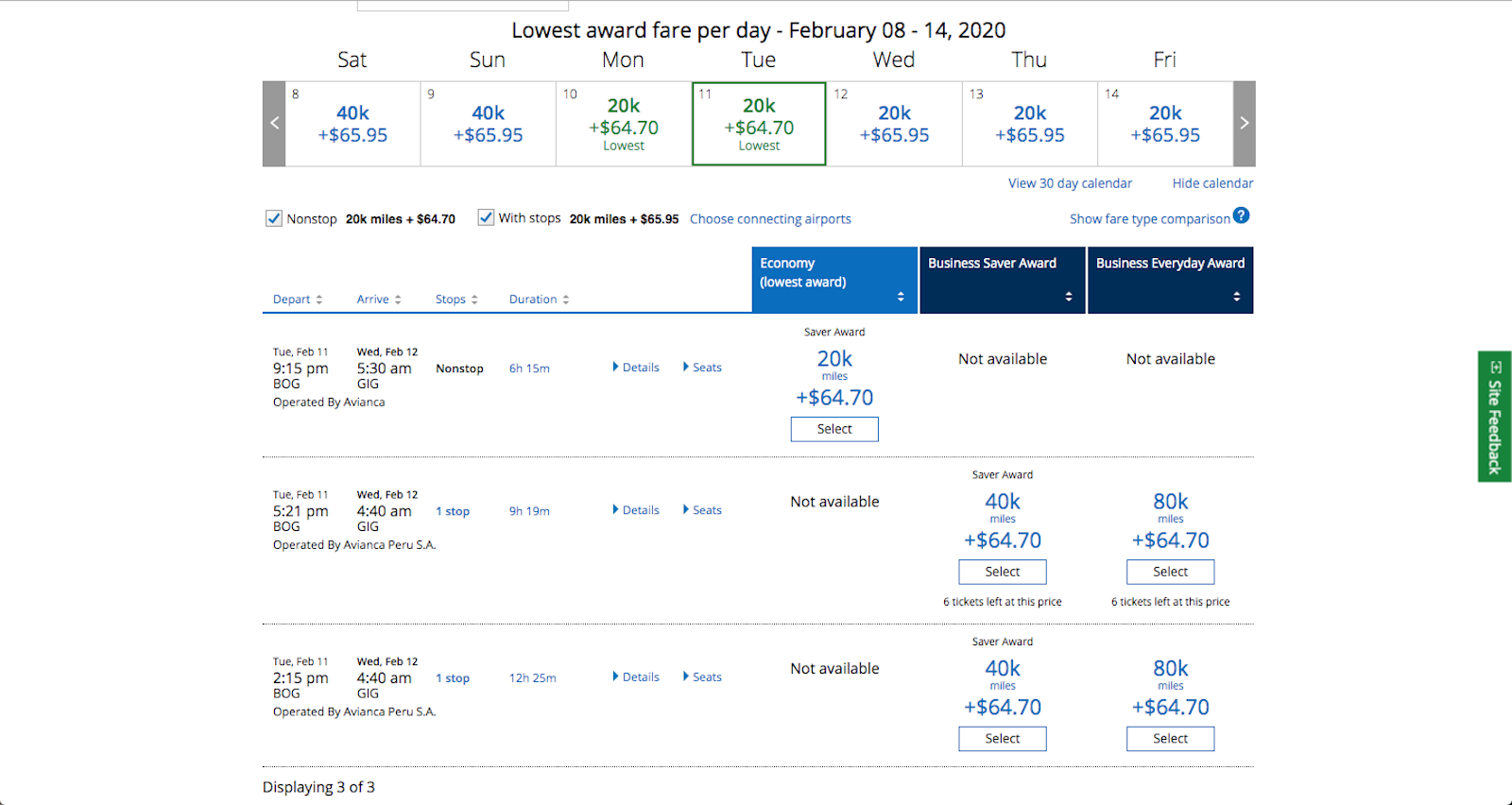 South American Airlines award travel