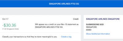 Singapore Airlines refund