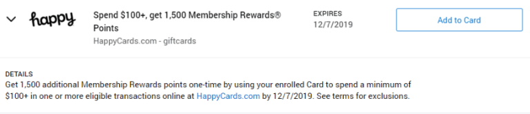 happy gift cards amex offer