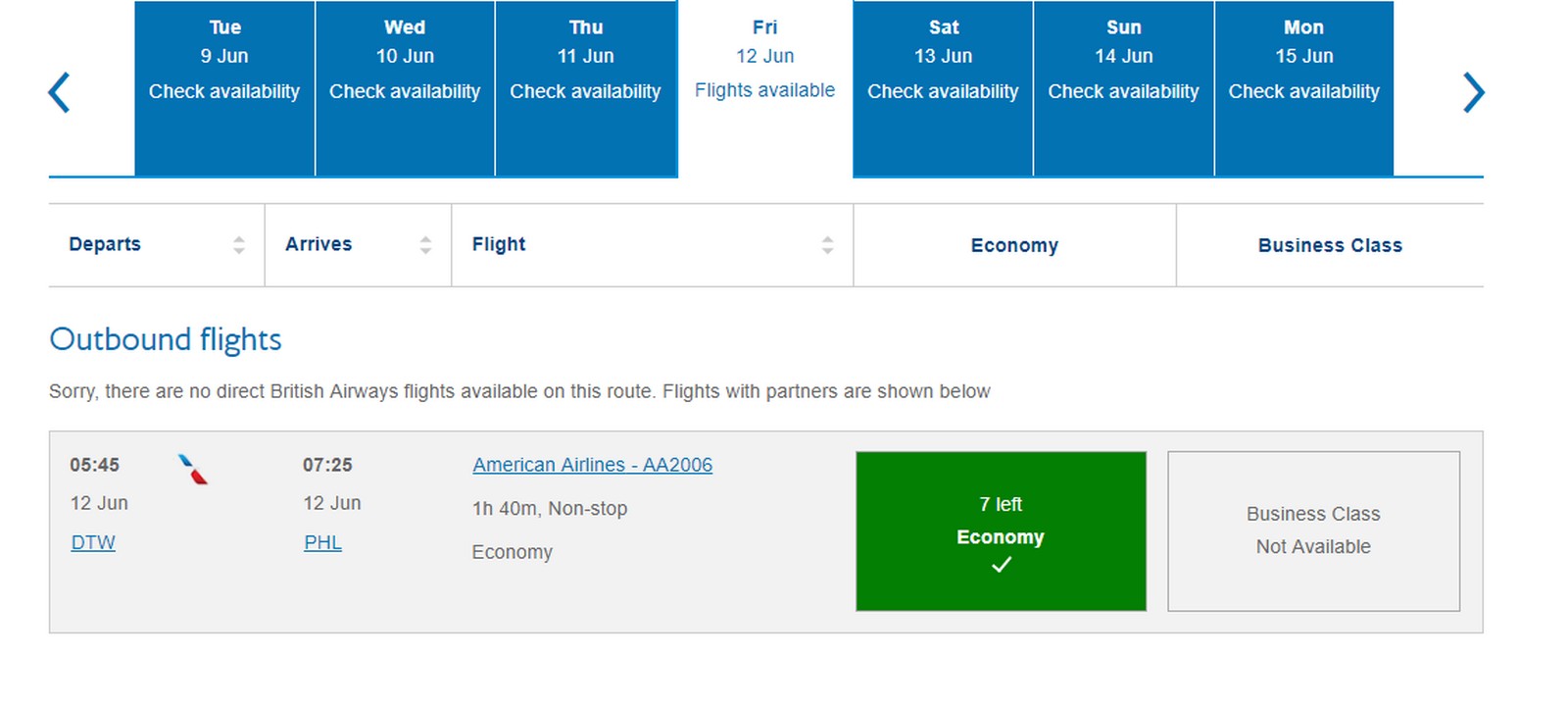 American Airlines Web Specials