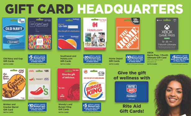 Up To 20 Back In Rite Aid Bonuscash For Home Depot Other Gift Cards Miles To Memories