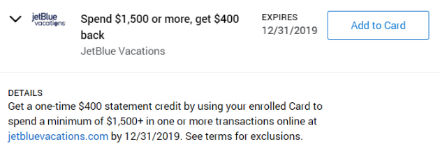 JetBlue Vacations Amex Offer