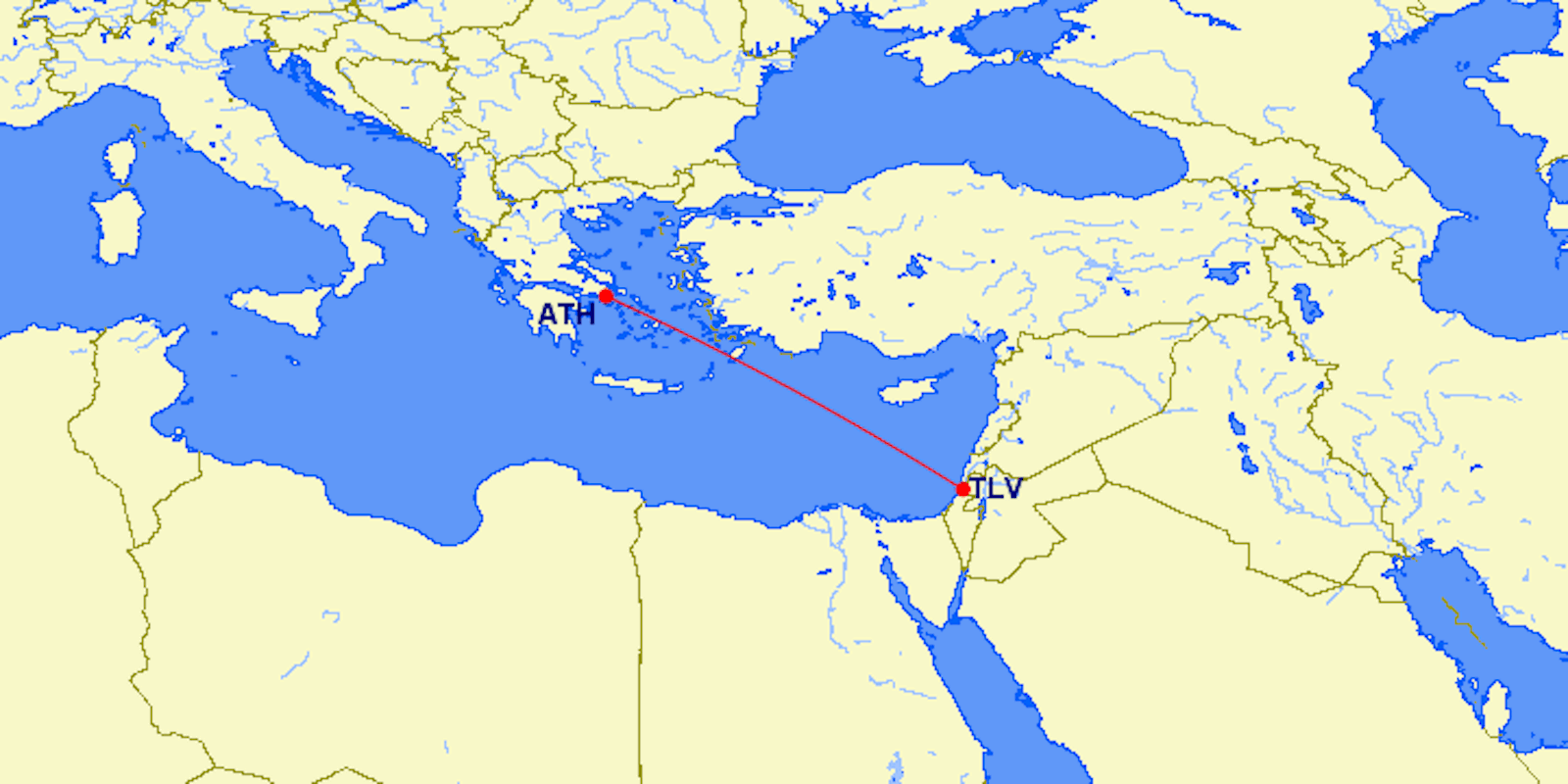 Athens to Tel Aviv is fifth freedom but not United 8k award